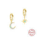 Cross Moon Star 925 Sterling Silver Earrings — jewelry design view 06