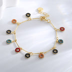 B0161 Fashion Colorful Circle Resin Bracelet for Women Brass Gold Plated Bohemian Style