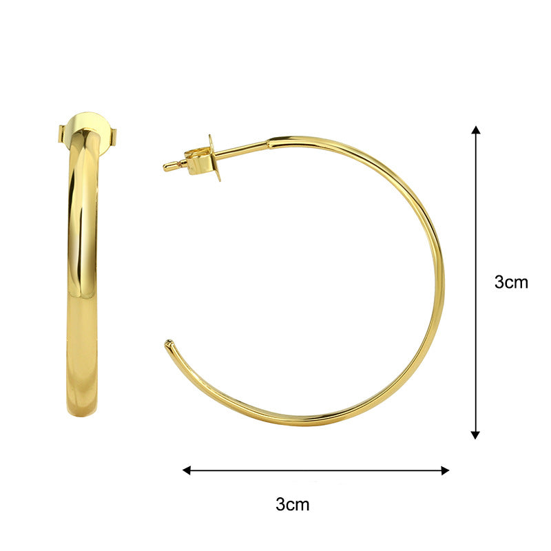 E0300 Multi-size Wind Earrings Simple Geometric C Word Earrings Curved Metal Texture Earrings for Women