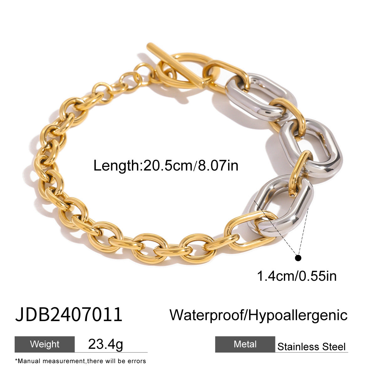 Stainless Steel Cuban Bracelet Metal Chain bracelet