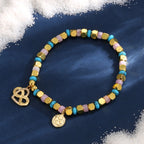B0268 Bohemian Infinity Love Zircon Beaded Rose Quartz Blue Turquoise Bracelet