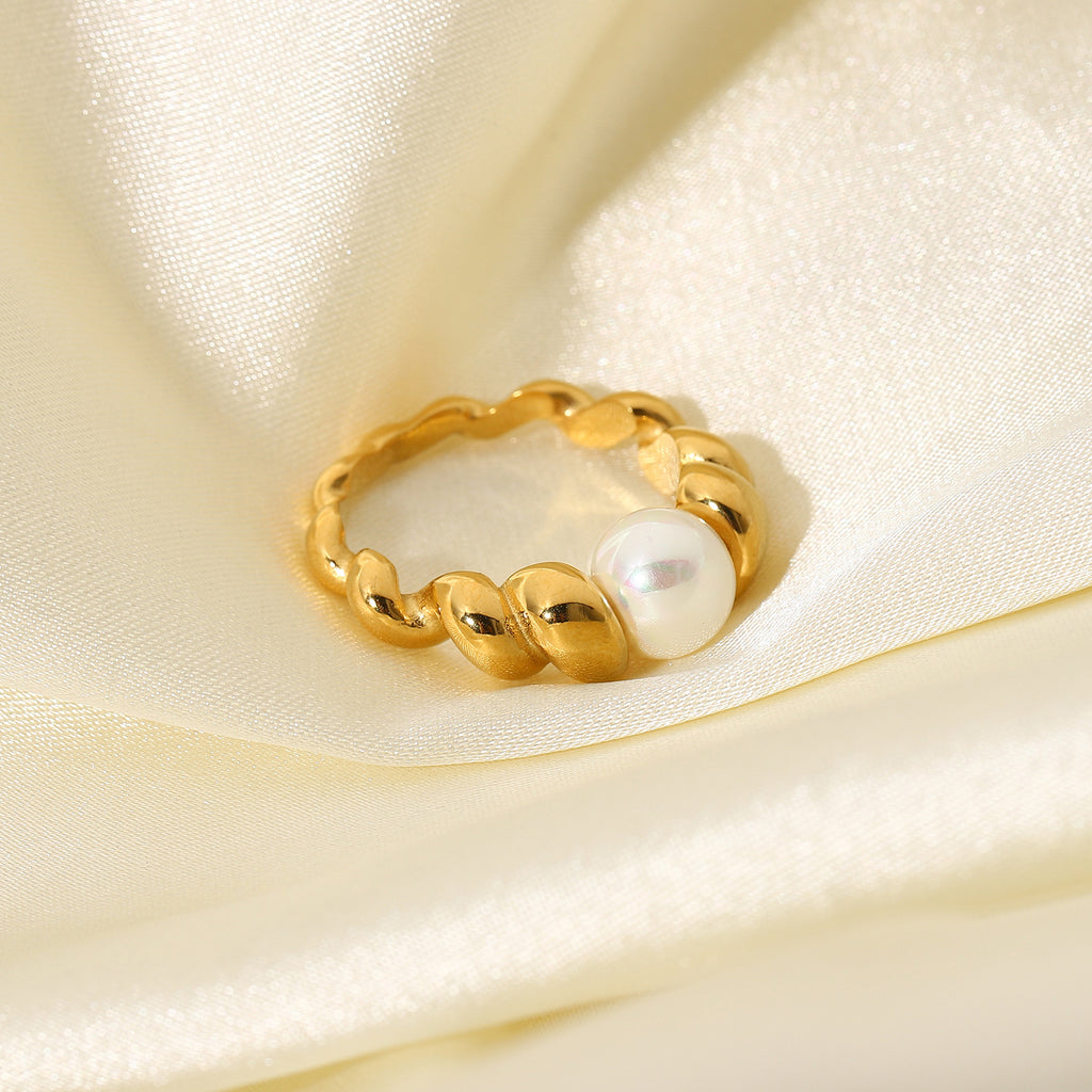 2H Vintage Style18K Gold-Plated Stainless Steel Ring Braided Style Ring for Women Fashion Ring Style