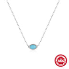 S925 Sterling Silver Vintage Turquoise Diamond Pendant Necklace