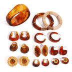 2H Resin Bracelet Stainless Steel Amber Acrylic Earrings Studs Jewelry
