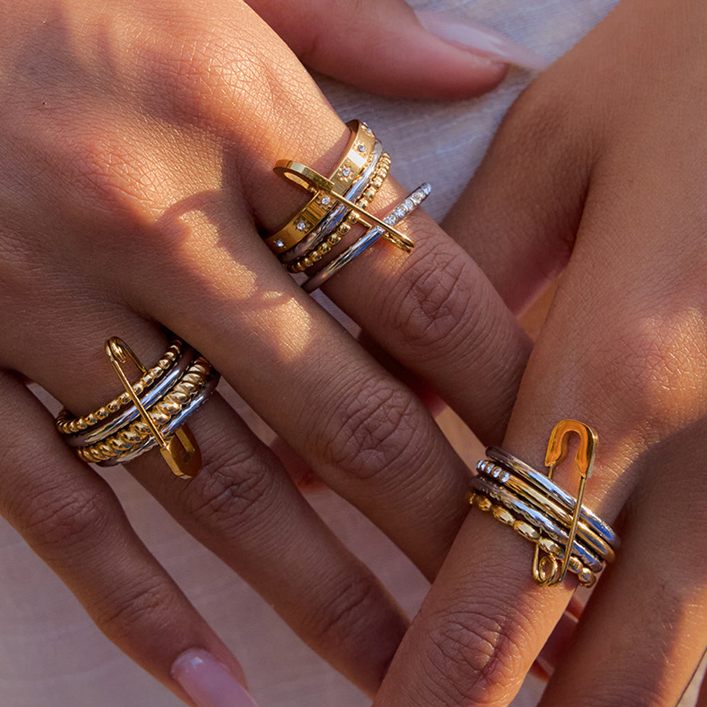 7 Layer Rings 2H Multi-layer Stacked Rings Non-fading Finger Ring Jewelry Stainless ...