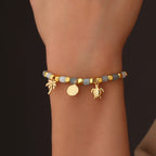 CYB0236 Beach Vacation Trendy Beaded Coconut Tree Sea Turtle Bracelet Fashion Bracelet