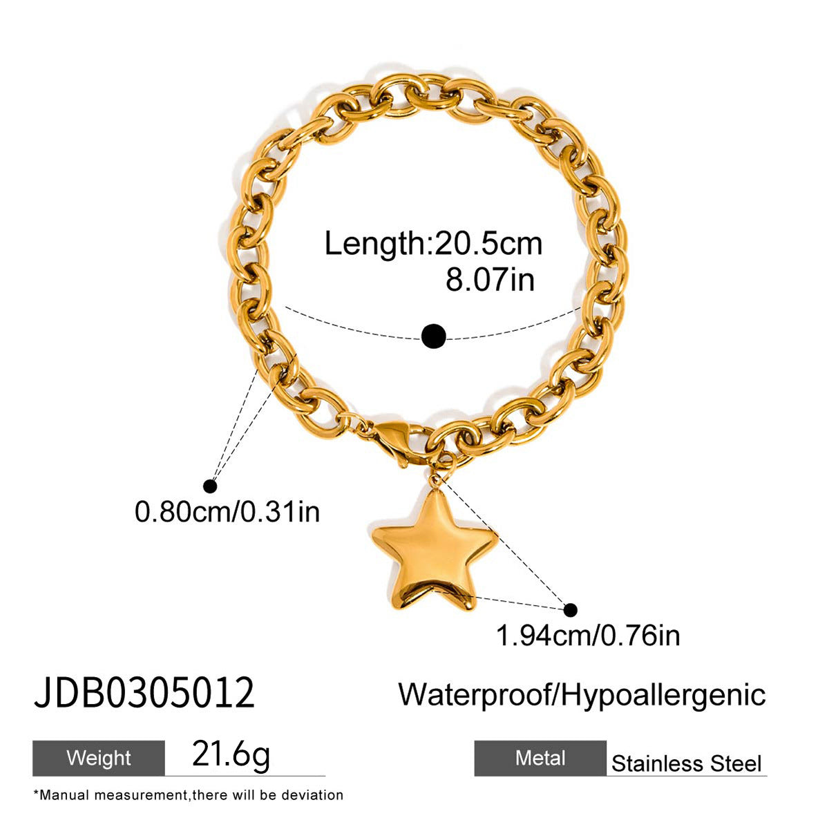 Five-pointed Star Stainless Steel Necklace Jewelry Women's Bracelet Accessories