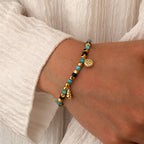 B0297 Fashion Bohemian Conch Bracelet Trendy New Lapis Lazuli Blue Shell Vintage Beaded