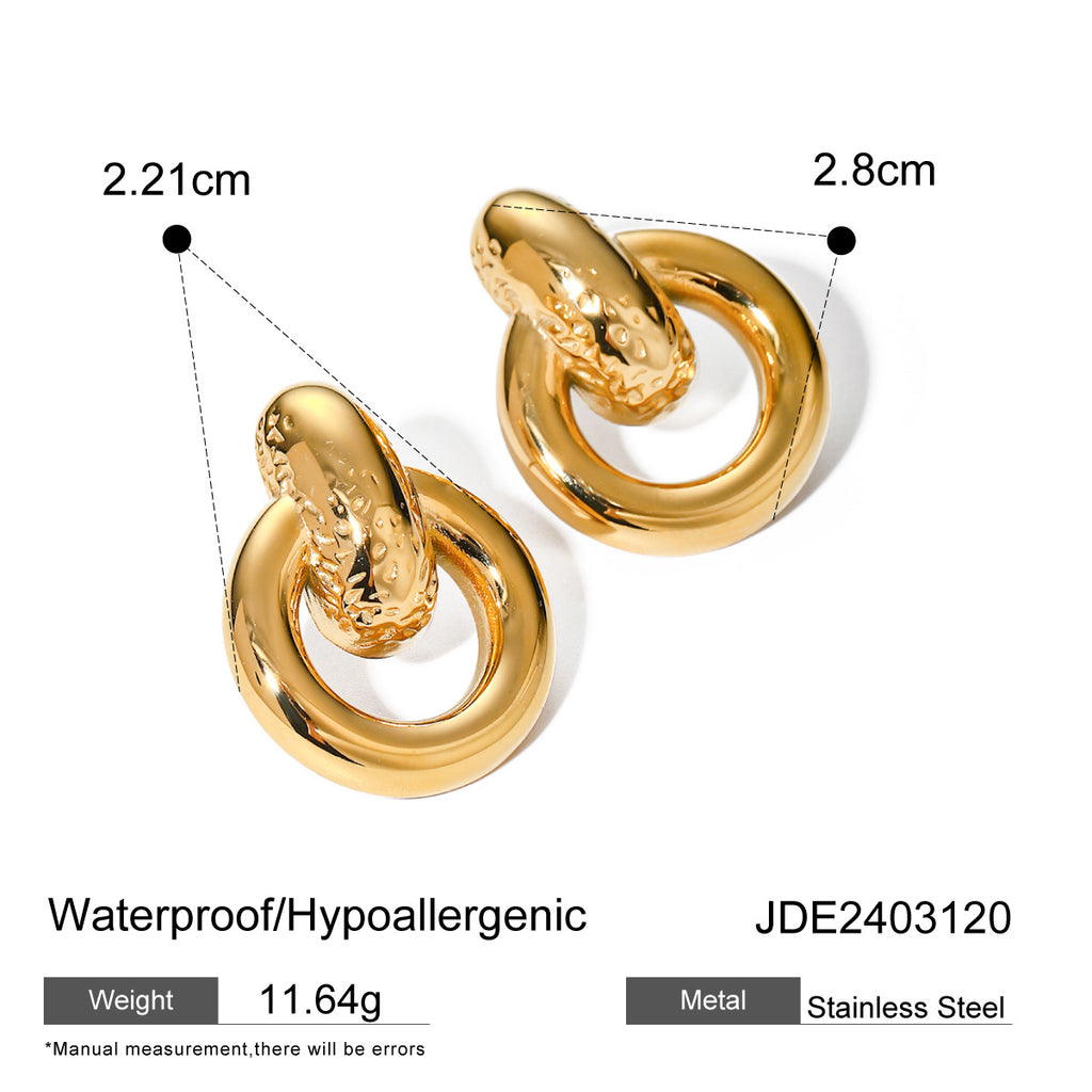 2H Color Block Stainless Steel Circle Earrings Stud Earrings earrings