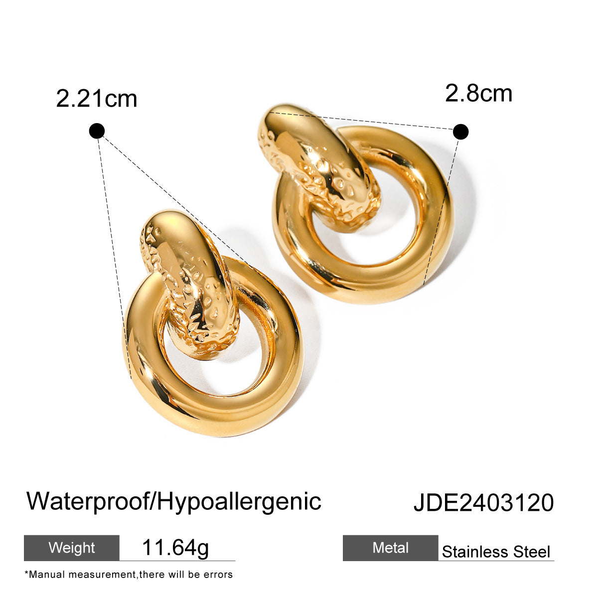 2H Color Block Stainless Steel Circle Earrings Stud Earrings earrings