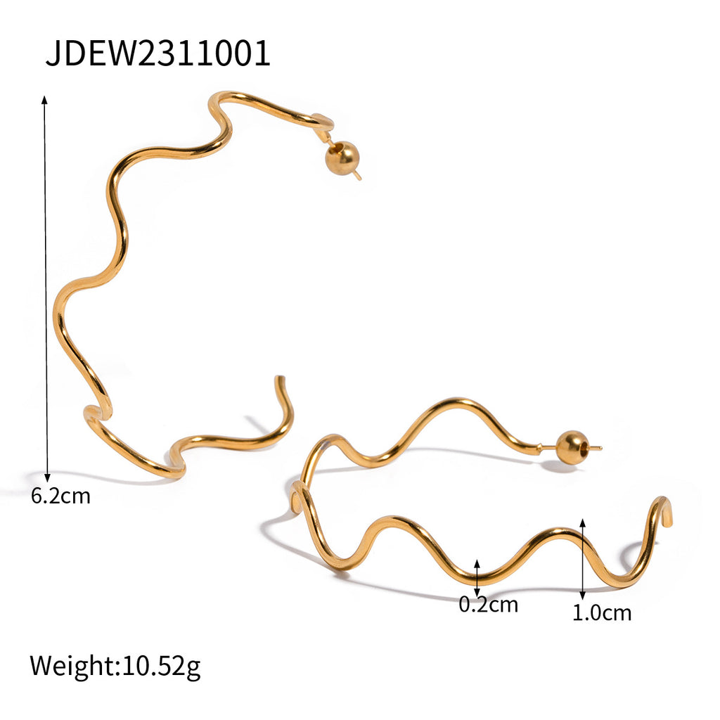 2H Hot Sale18k Gold Stainless Steel Wave Pull-Out Necklace Minimalist Style Choker for Women