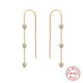 925 Sterling Silver Triple Inlaid Diamond Ear Thread Tassel Earrings — collection product image 06
