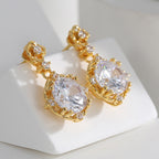 E0544 Fashion Simple Design Earrings for Women Copper Gold Plated New Zircon Stud Earrings