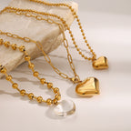 Stainless Steel Heart Pendant Necklace Collarbone Chain Jewelry necklace