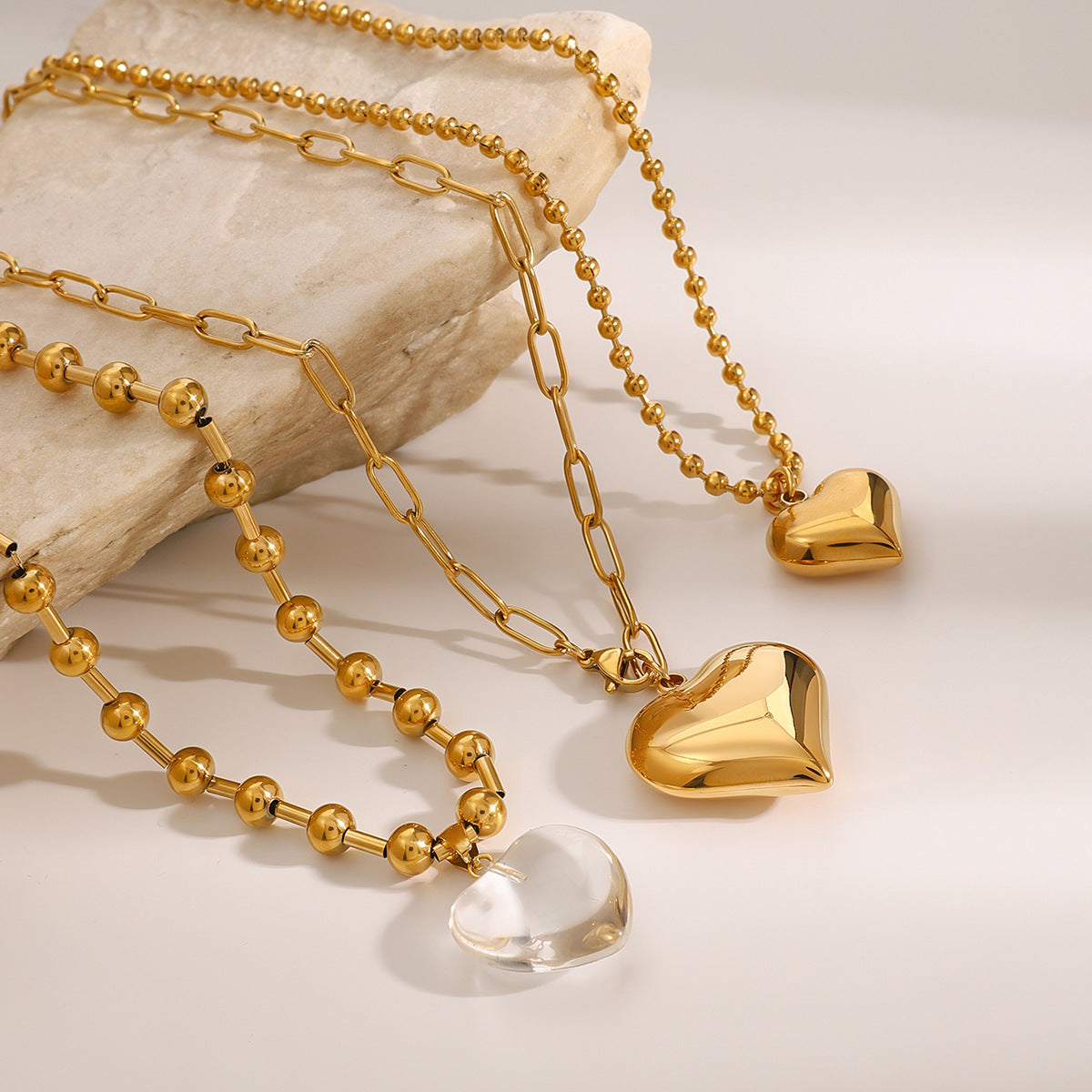 Stainless Steel Heart Pendant Necklace Collarbone Chain Jewelry necklace