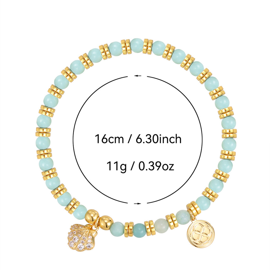CYB0233 Bohemian Shell Zircon Bracelet Fashion Copper Plated14k Gold Beaded