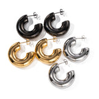 Fashion Trendy Earrings18K Gold-plated Stainless Steel Chunky Hollow Style C Shaped Earrings for Women