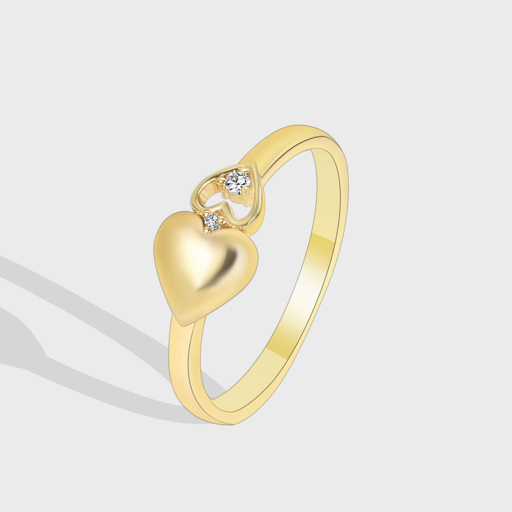 R0223 Gold-plated Zircon Double Heart Ring Fashion Retro Heart Women In Stock