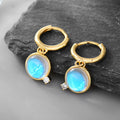 Gold-Plated Brass Yellow Stone Geometric Earrings — design detail — jewelry finish and design detail