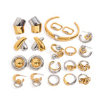 Stainless Steel Color Block Ring Earrings Open Bracelet Beaded Bracelet Jewelry