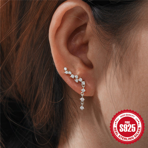 Crystal-Set Pendant 925 Sterling Silver Earrings — side profile