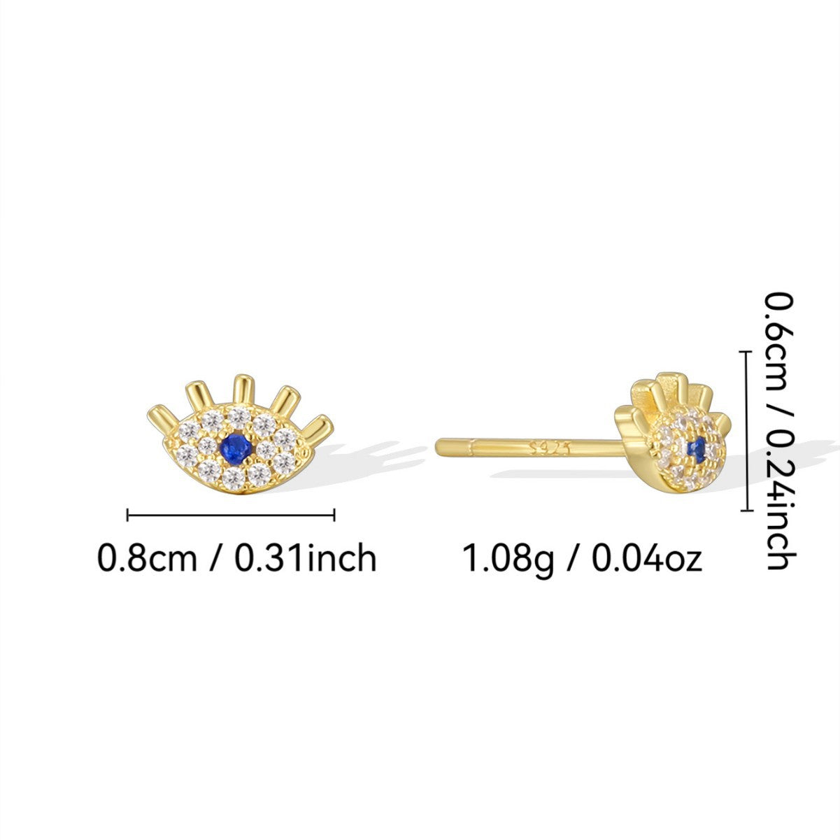 SE0250 S925Silver Blue Eyes Stud Earrings Inlaid Zircon Female Ear Jewelry Female