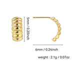 E0285 Foreign Trade18K Gold-Plated Wave Stud Earrings for Women Wave Texture Earrings Trendy Metal Ear Jewelry