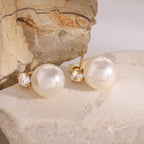 2H Stainless Steel Pearl Stud Earrings18k Non-Fading Gold Earrings