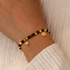 CYB0241 Maillard Copper Plating14k Gold Sunflower Zircon Beaded Bracelet