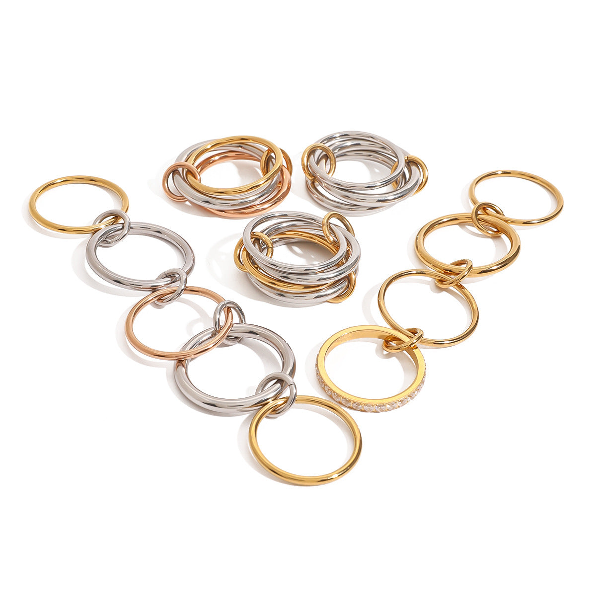 Stainless Steel Layered Plain Band Rings Personality Item rings