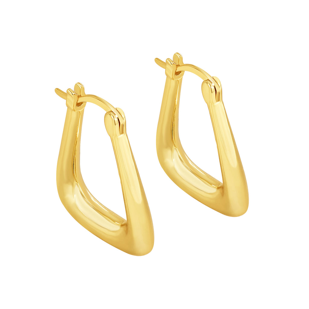 E0297 Triangle Earrings for Women Copper Plated Real Gold French Style Geometric Minimalist Ear Clips Versatile Ear Jewelry