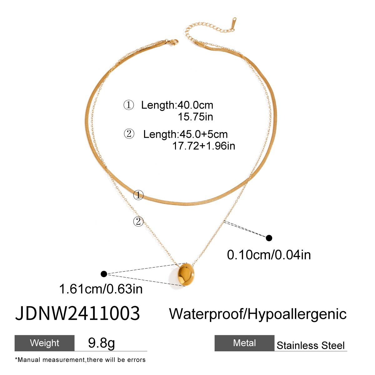 Stainless Steel Water Drop Necklace Earrings Open Bracelet Ring Jewelry