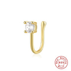 New S925Sterling Silver Geometric Water Drop Lightning Diamond Nose Ring Creative Style nose cuff Piercing jewelry