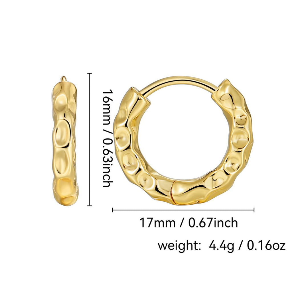 E0453 Irregular Design Sense Concave-Convex Earrings for Women Brass Gold-Plated Simple Hammered Texture Ear Cuffs