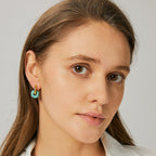 Gold-Plated Turquoise Vintage Hoop Earrings — design detail