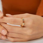 R0235 Brass Gold-Plated Fashion Retro Zircon Ring for Women Micro-Inlaid White Zircon Ring Jewelry