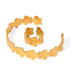 Stainless Steel Flower Open Bracelet Ring rings