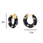 E0626 Fashionable Simple Personality Design Earrings for Women Black Resin Inlaid with Zircon Versatile Hoop Earrings