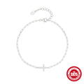 Paperclip Cross Zircon 925 Sterling Silver Bracelet — inner surface view — jewelry finish and design detail