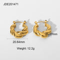 Twisted Stainless Steel Gold-Plated Hoop Earrings — alternate product view — jewelry finish and design detail