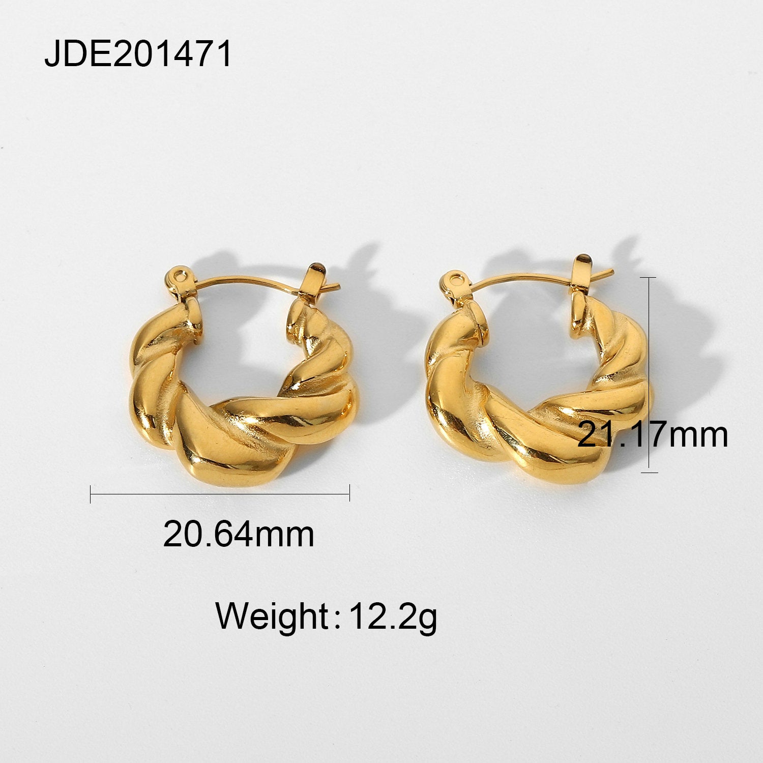 2025New Chunky Twist Bagel Earrings18Gold Plated Stainless Steel Hoop Earrings Women's Jewelry