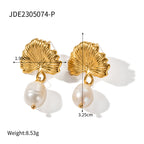 Stainless Steel Freshwater Pearl Earrings Fashion New Women's Large Pearl c Pendant Earrings Jewelry