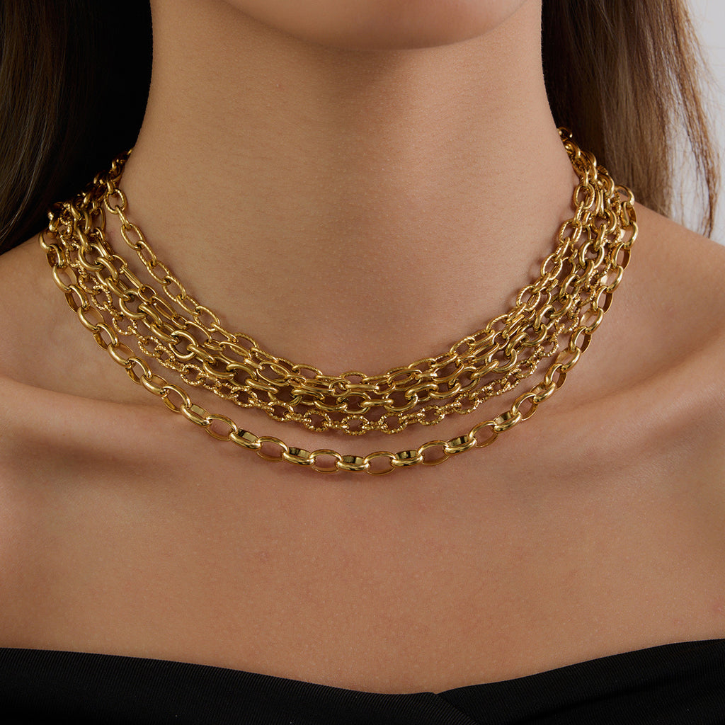 2H Non-fading Necklace for Women with Plating18K Gold Stainless Steel Jewelry Accessories