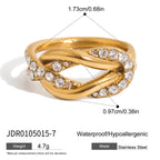 Original Knot Design Rhinestone Ring Non-Fading Stainless Steel Jewelry for Women