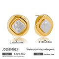 Pearl Stainless Steel Stud Earrings in Gold-Plated — Thoughtful Design — finish and profile — jewelry finish and design detail