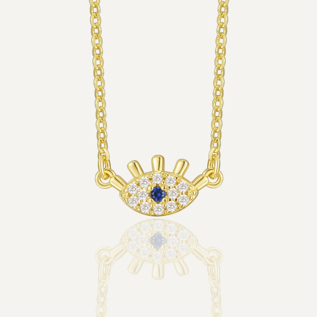 S925 Silver Blue Eye Necklace Minimalist Diamond Collarbone Chain