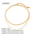 Gold-Plated Stainless Steel Layered Necklace with Chain Detail — additional design view — jewelry finish and design detail