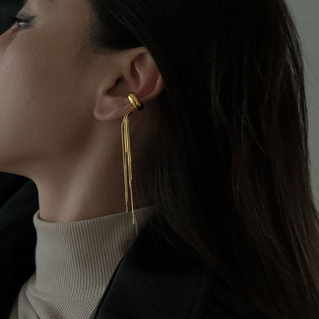 Stainless Steel Tassel Earrings Non-Pierced Ear Cuff Ear Jewelry Accessories