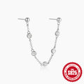 Five-Point Star Tassel 925 Sterling Silver Threader Earrings — front view — alternate angle 2 — jewelry finish and design detail