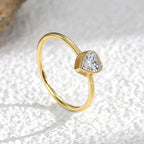 R0226 Fashion Simple Heart-Shaped Zircon Ring gold Love Heart Ring Women's Foreign Trade Jewelry
